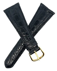 DeBeer 25mm Black Genuine Crocodile Men's Watch Band - Picture 1 of 3