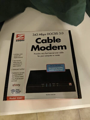 Zoom 343 Mbps DOCSIS 3.0 Cable Modem - Model 5341J - Tested & Works - Image 1 of 4