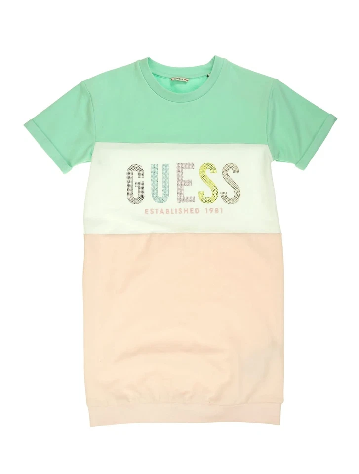 Vestido Camiseta GUESS Niñas Manga Corta Terry Francés, Multicolor Tonos Verano Foto 1 de 1