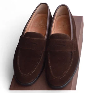 Mocassino Crockett & Jones Maine 8,5E marrone scuro scamosciato TRAVI F esclusivo - Foto 1 di 14