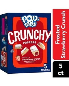 〽️ New Kellogg’s Pop Tarts Crunchy Poppers Frosted Strawberry Box 5 Pouches - Picture 1 of 2