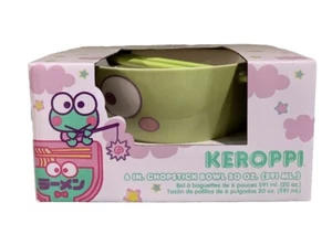 New Sanrio Keroppi Frog Face 6 in. Green Chopstick Bowl 20 Oz Ramen Soup In Box - Picture 1 of 13
