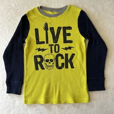 The Childrens Place Boys Shirt Size M 7/8 Yellow Long Sleeve Graphic Thermal - Image 1 of 4