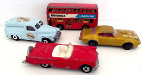 Matchbox Vintage diecast toys FJ Holden,Thunderbird,Pontiac, London bus lot 4x