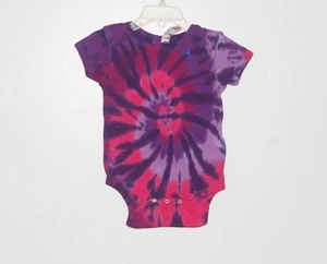 Baby TIE DYE Pink Purple Spiral infant Creeper hippie NB 6 12 18 24 month gift - Picture 1 of 1