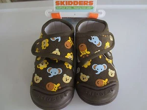 NEW Boy Girl Toddler 12 or 24 months SKIDDERS Gripper Canvas Shoe Jungle Animals - Picture 1 of 3
