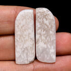 Natural White Scolecite Fancy Cabochon Pair Loose Gemstone 31X11X4 MM 23.00 Cts.