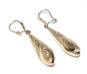 Pendientes colgantes torpedo oro amarillo 9ct 9k para mujer - Imagen 1 de 4