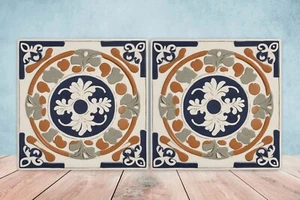 Azulejos de pared de cerámica griega - Juego de 2 azulejos de arte de cerámica para salpicadero de cocina para baño - Imagen 1 de 3