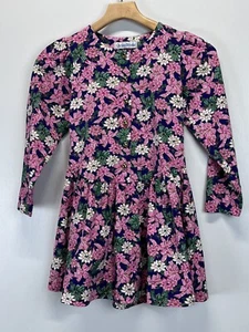 Vtg Christie Brooks Floral Dress Sz 7 8 Girls Gold Buttons Holiday Puff Sleeve - Picture 1 of 5
