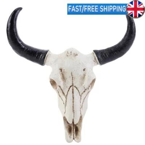 Longhorn Cow Skull Head Ornament Fashion Animal Wildlife Sculpture Nursery Decor - Picture 1 of 12