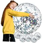 6 Pieces Inflatable Beach Ball Swimming Pool Balls 24 Inches Bouncy Silver