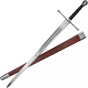 Handmade Battle Ready Functional Twisted Hand & Half Medieval Sword W/Scabbard - Picture 1 of 4