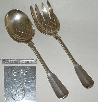 Very Beautiful Jugendstil-Salatbesteck From 800 Silver With Monogram (da2963) - Image 1 of 2