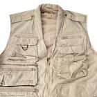 Woolrich Fishing Vest Mens Large Beige Cargo Pockets Utility Fly Fishing Outdoor