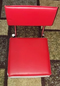 Vintage Vinyl Folding Stadium Bleacher Seat Boat Chair With Clamp Red & White  - Picture 1 of 5