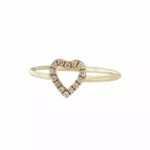 14K Gold 0.07 CT Pave VS/F-G Diamond VS Clarity Heart Ring - Heart / LOVE - Picture 1 of 3
