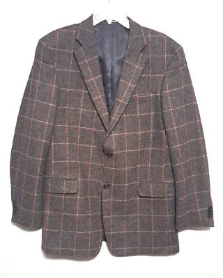 Abrigo deportivo de lana Paul Fredrick para hombre 42L gris ventana abotonada blazer profesional Foto 1 de 4