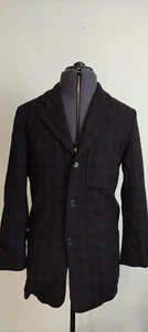 DKNY mens casual blazer jacket wool blend 3 button plaid check red long 38 R - Picture 1 of 7