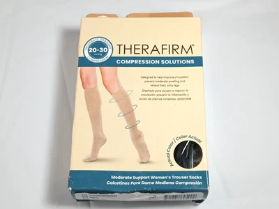 Therafirm Compression Stockings Black Trouser Socks 20-30mmHg - Small (Open Box) - Image 1 of 4