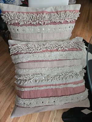 Livabliss Temara Collection 20 X 20 inch Cream Linen Pillow Covers (2) $180 New  - Image 1 of 4