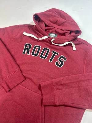 Roots Canada Hoodie Sweatshirt Mens Size Large -  Logo Spellout Hooded RED - Image 1 of 4
