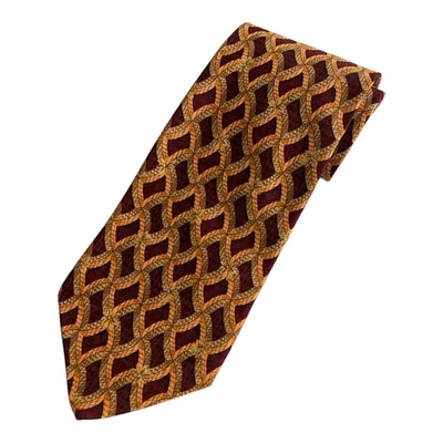 Ermenegildo Zegna Silk Tie Brown Geometric Wide Made in Italy Exclusive Design - Image 1 of 4
