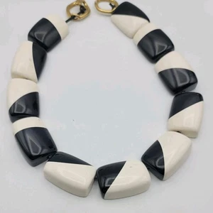 Vintage Mod Acryl Modern Halskette Schwarz Weiß 18" 60er 70er Chunky Lucite?? - Bild 1 von 8