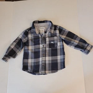 Tommy Bahama Toddler Boys Long Sleeve Flannel Shirt Roll Tab Sleeves Size 12M - Picture 1 of 9
