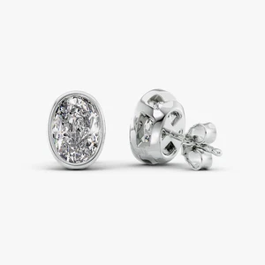 Diamond Women Earring Lab Grown Oval Cut 2.00 Carat IGI Certified 14k White Gold - Picture 1 of 11