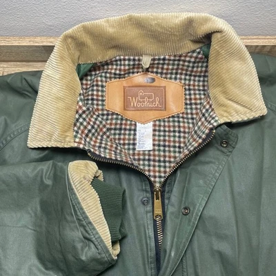 Woolrich Waxed Corduroy Collar Wool Lined Barn Jacket Men Large Made in USA Read - Image 1 of 4
