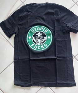 Starbucks "Stupid F*cks" parody t-shirt Men's size Large punk rock Seattle - Picture 1 of 6