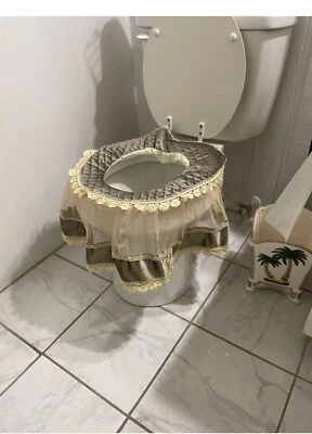 Чехол на сиденье унитаза мягкий подогреватель коврик чехол кружевная молния моющийся - находка для недвижимости - Изображение 1 из 4