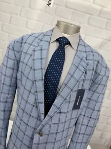 NWT STAFFORD Signature Men’s Blue Windowpane Sport Coat Blazer Sz 54 BREG - Picture 1 of 15