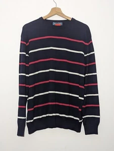 Cotton Silk Cashmere Jumper from Moray New with tags XL Blue White Red Striped - Picture 1 of 11