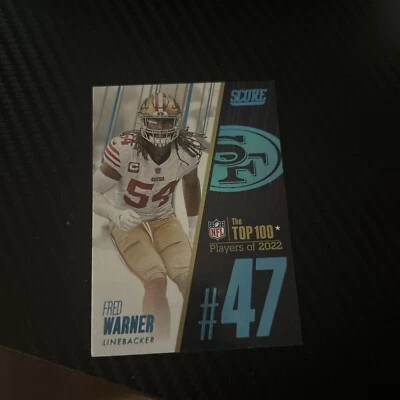 2023 Score Football #47 Fred Warner Top 100 #47 Case Hit SSP 49ers - Image 1 of 2