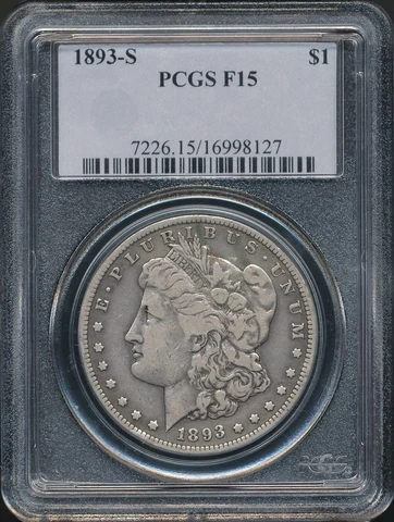 1893-S Morgan Silver Dollar PCGS F 15 The Key To The Set - Only 100,000 Minted! Cover