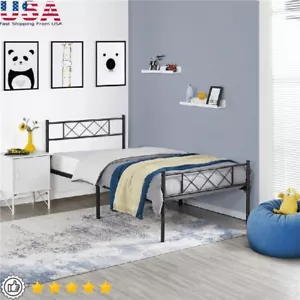 Metal Platform Bed Frame W/ Headboard Footboard Twin XL Sturdy Storage Support - Picture 1 of 9