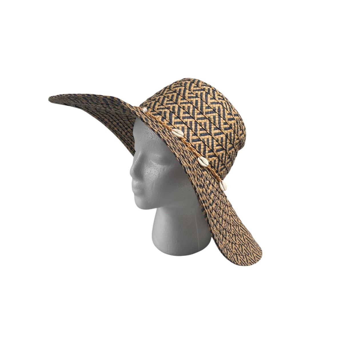 SCALA Collezione 100% Paper Braid Straw Sun Hat Black Brown 