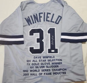 DAVE WINFIELD signed Custom Jersey auto autograph certified size XL W/ STATS - Picture 1 of 2