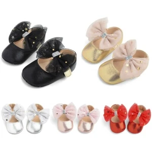 Toddler IK Hook&Loop Girls Cute Baby Boys FirstWalk Sequin Shoes Bow Kids Casual - Picture 1 of 15
