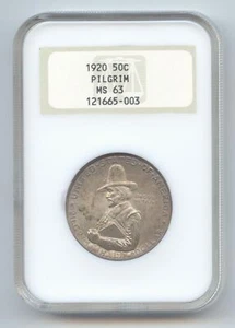 1920 Pilgrim Tercentenary Commemorative Half Dollar,Old Fat NGC Holder,NGC MS-63 - Picture 1 of 2