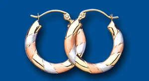 Aro Pendientes Rosa Oro Amarillo Blanco Multi Tono Criollo 17mm Contraste - Imagen 1 de 2