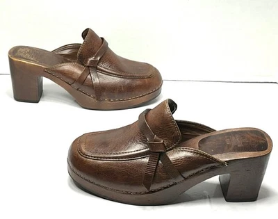 Tacones zueco American Eagle vintage marrón plataforma tacones de madera para mujer talla 7 EE. UU. Foto 1 de 4