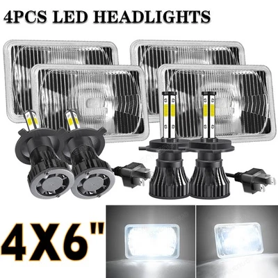 Faro LED VIDRIO ALTO Lo para camión clásico Freightliner FLD120 FLD112 4 PIEZAS 4X6" Foto 1 de 4