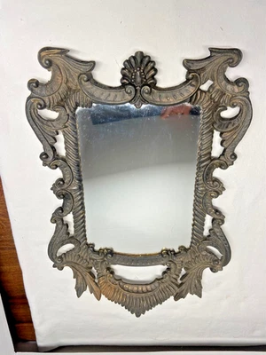 Antique VICTORIAN BRONZE/BRASS Ornate Etched Baroque/Hollywood Reg Mirror 1034 - Image 1 of 4