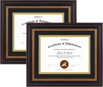 Marco de documentos 11x14 para fotos de 7x9 diploma negro dorado borgoña Foto 1 de 4