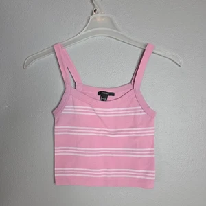 Forever 21 Damen Strick Cami Rosa Weiß Streifen Cropped Tank Top Größe Small  - Bild 1 von 3
