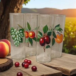 Mid-Century West Virginia Glass Orchard Water Collins Ice Tea Glasses - Picture 1 of 17
