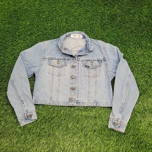 Vintage 80s LEE Denim Cropped Jacket Womens S/M 19x18 Faded - Picture 1 of 13
